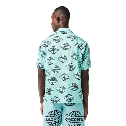 Mint - Back - Lacoste Mens Logo Printed Cotton Twill Shirt