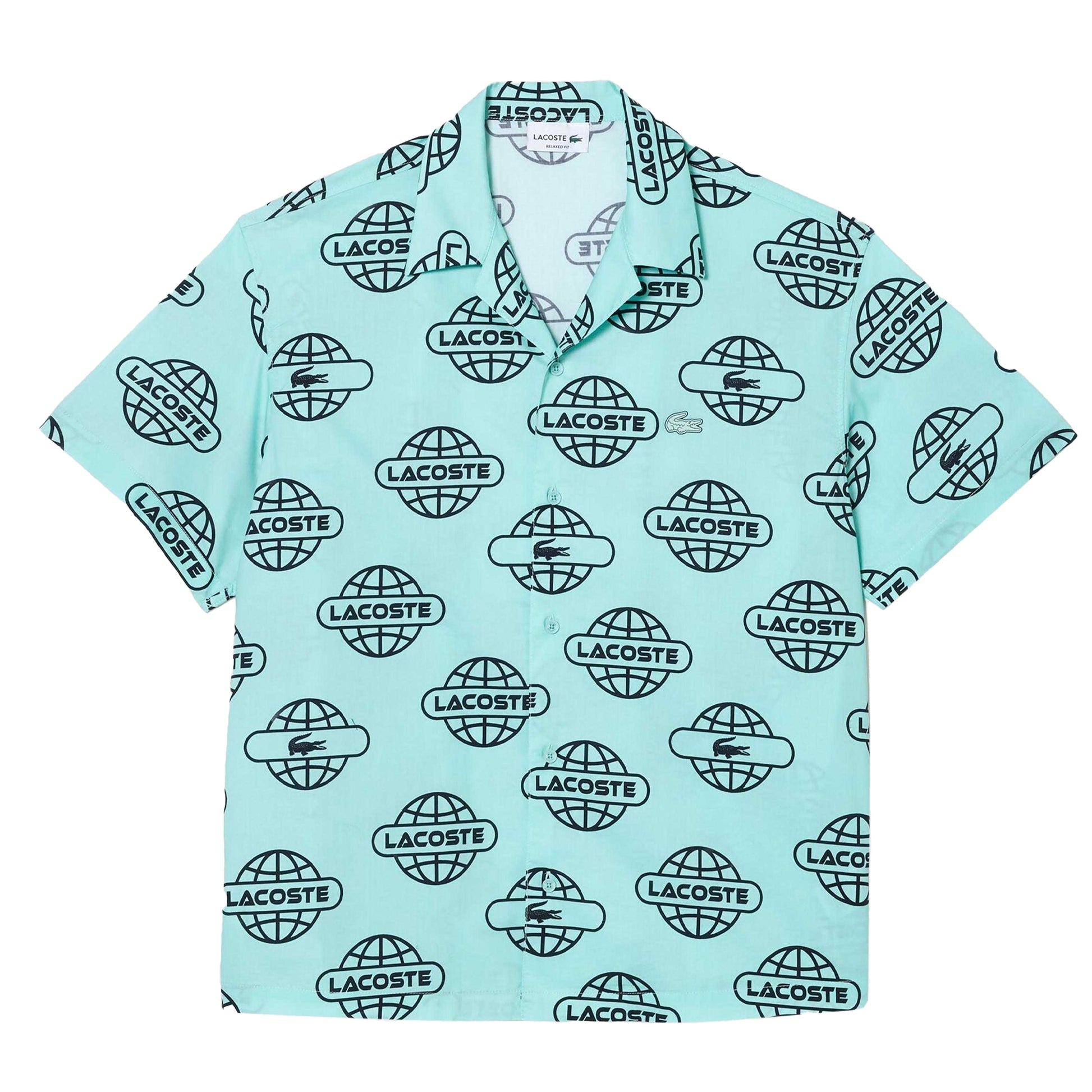Mint - Front - Lacoste Mens Logo Printed Cotton Twill Shirt