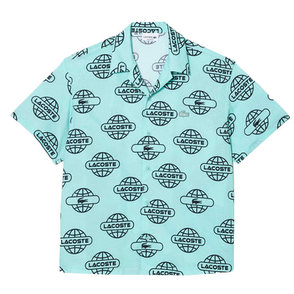 Mint - Front - Lacoste Mens Logo Printed Cotton Twill Shirt