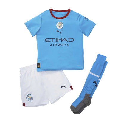 Blue-Red - Front - Puma Childrens-Kids Manchester City FC Top & Bottom Set