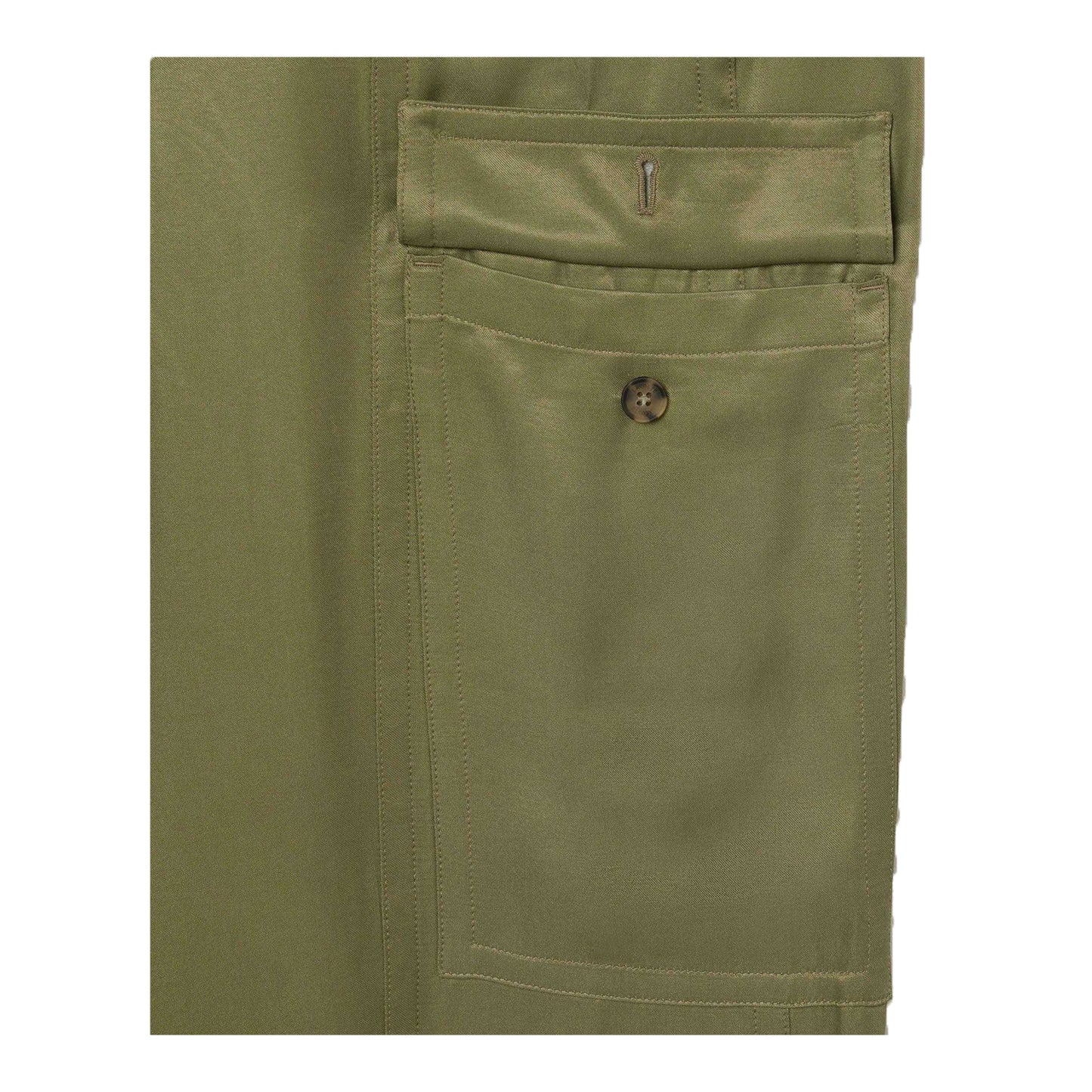 Khaki Green - Back - Lacoste Womens-Ladies Satin Oversized Cargo Trousers