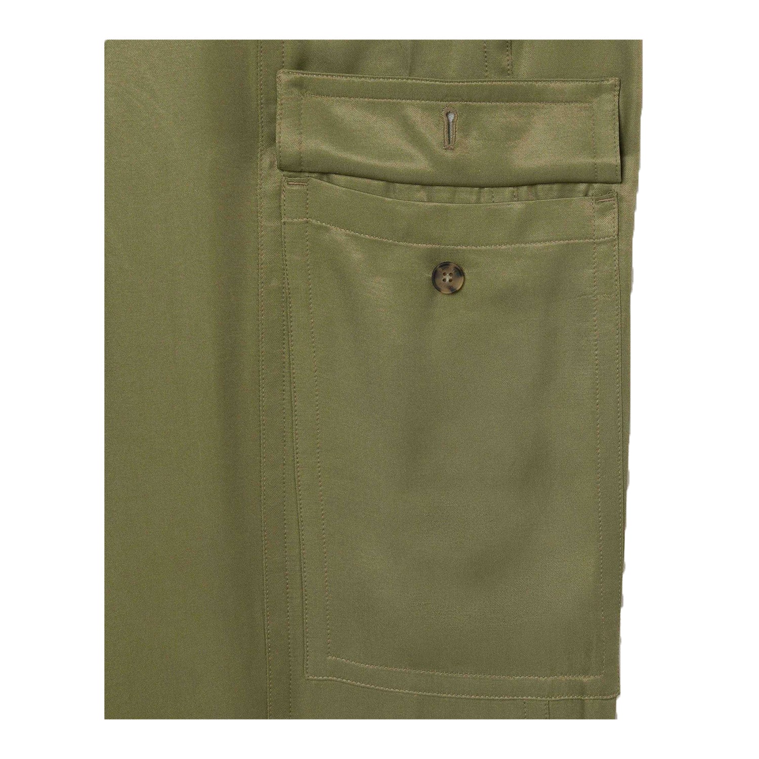 Khaki Green - Back - Lacoste Womens-Ladies Satin Oversized Cargo Trousers