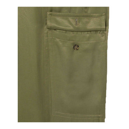 Khaki Green - Back - Lacoste Womens-Ladies Satin Oversized Cargo Trousers