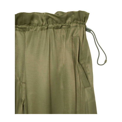 Khaki Green - Side - Lacoste Womens-Ladies Satin Oversized Cargo Trousers