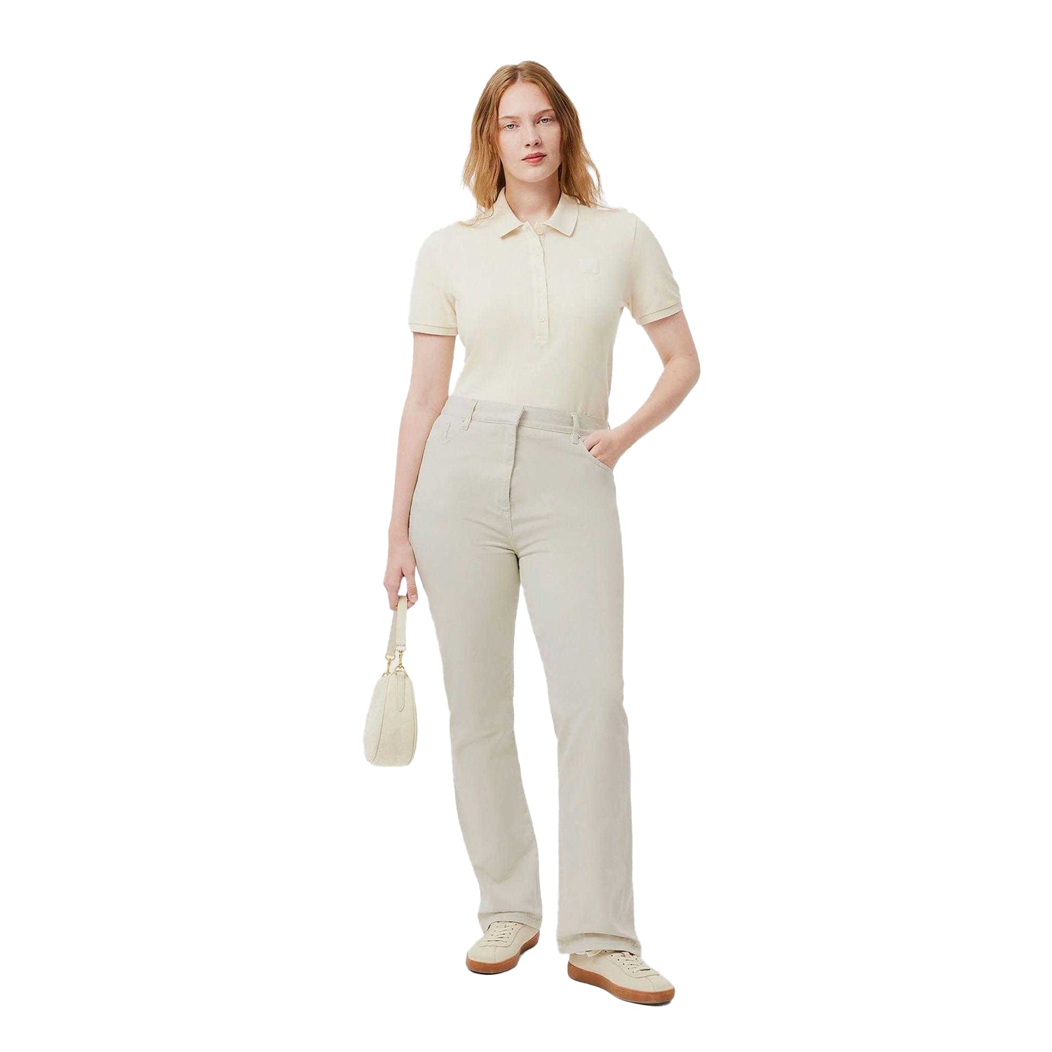 Grey - Side - Lacoste Womens-Ladies Twill 5 Pockets Trousers