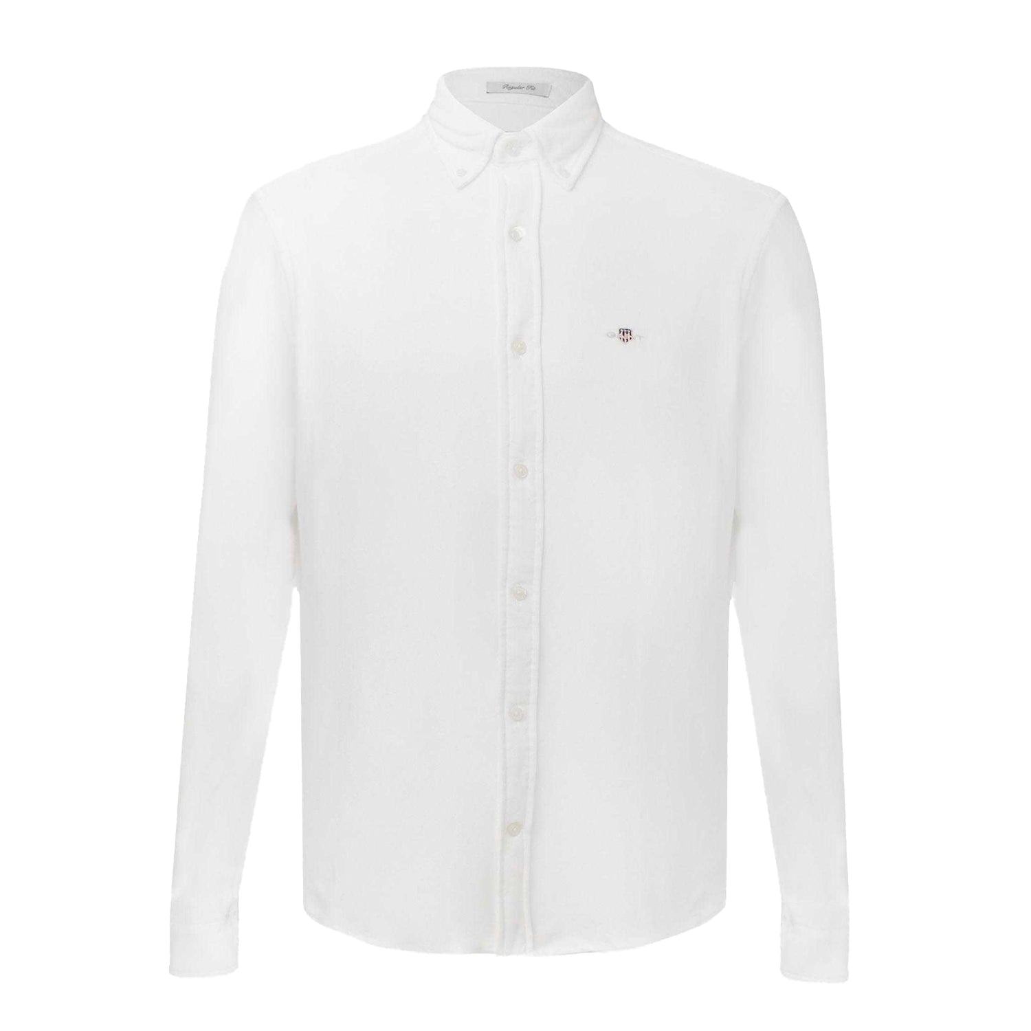 White - Front - Gant Mens Pique Jersey Regular Long-Sleeved Shirt