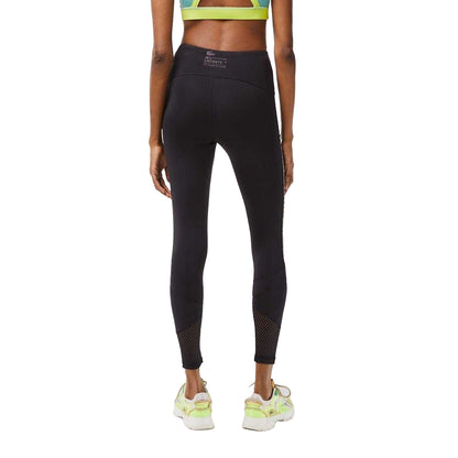 Black - Back - Lacoste Womens-Ladies Logo Strip Leggings