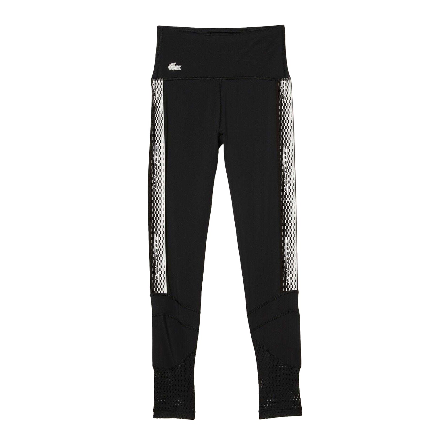 Black - Front - Lacoste Womens-Ladies Logo Strip Leggings