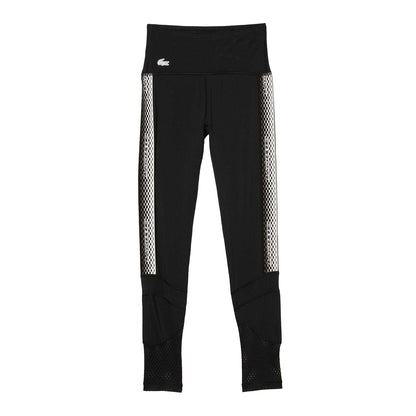 Black - Front - Lacoste Womens-Ladies Logo Strip Leggings