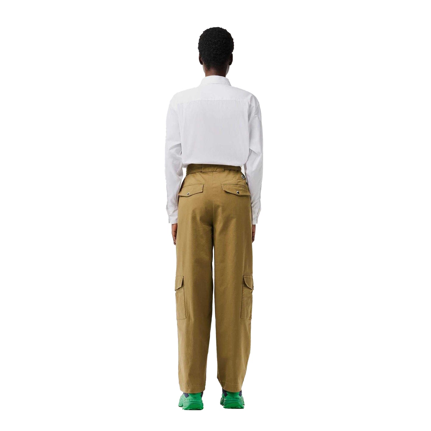 Brown - Back - Lacoste Womens-Ladies Gabardine Cargo Trousers