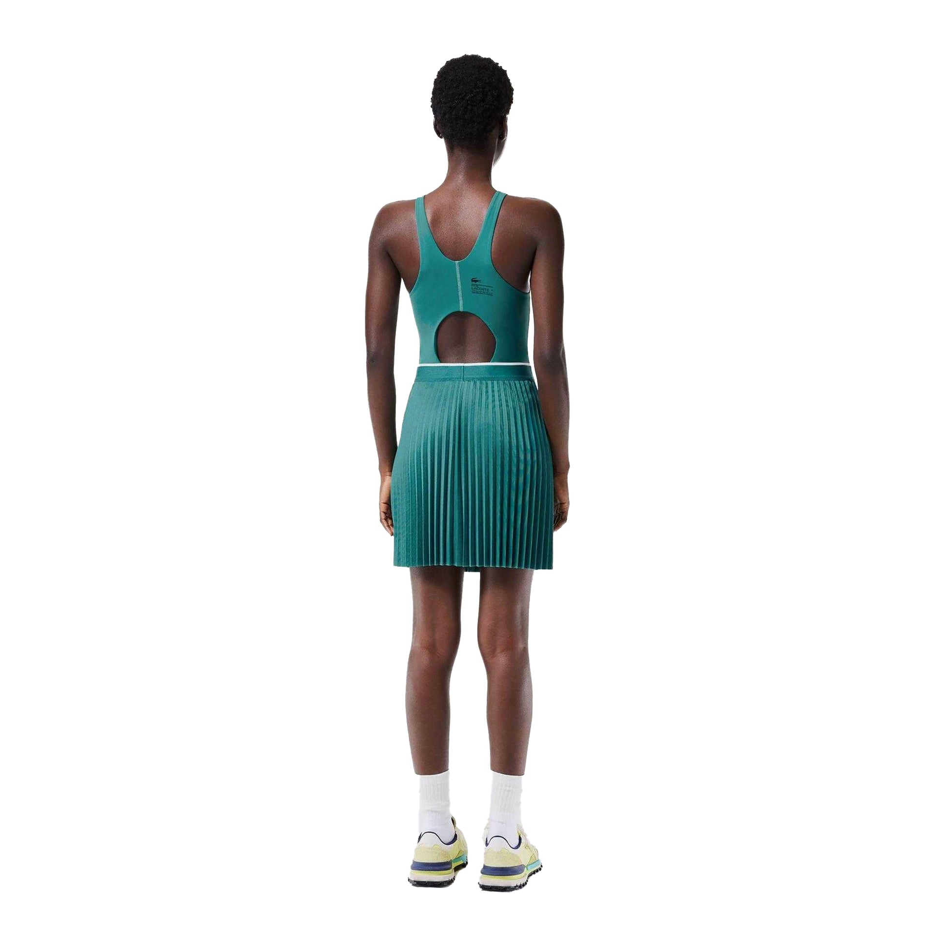 Green - Back - Lacoste Womens-Ladies Pleated Elasticated Waist Skirt