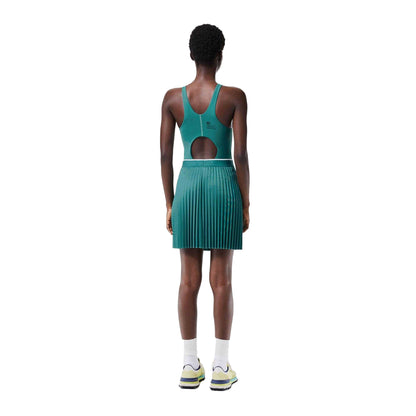Green - Back - Lacoste Womens-Ladies Pleated Elasticated Waist Skirt