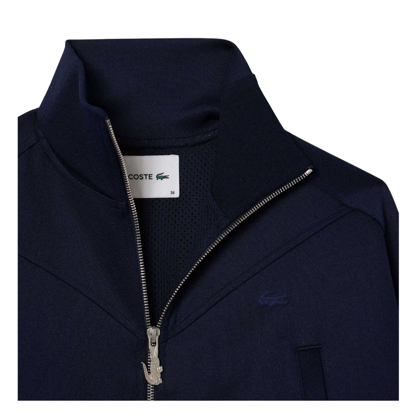 Navy - Back - Lacoste Womens-Ladies Full Zip Crop Sweatshirt