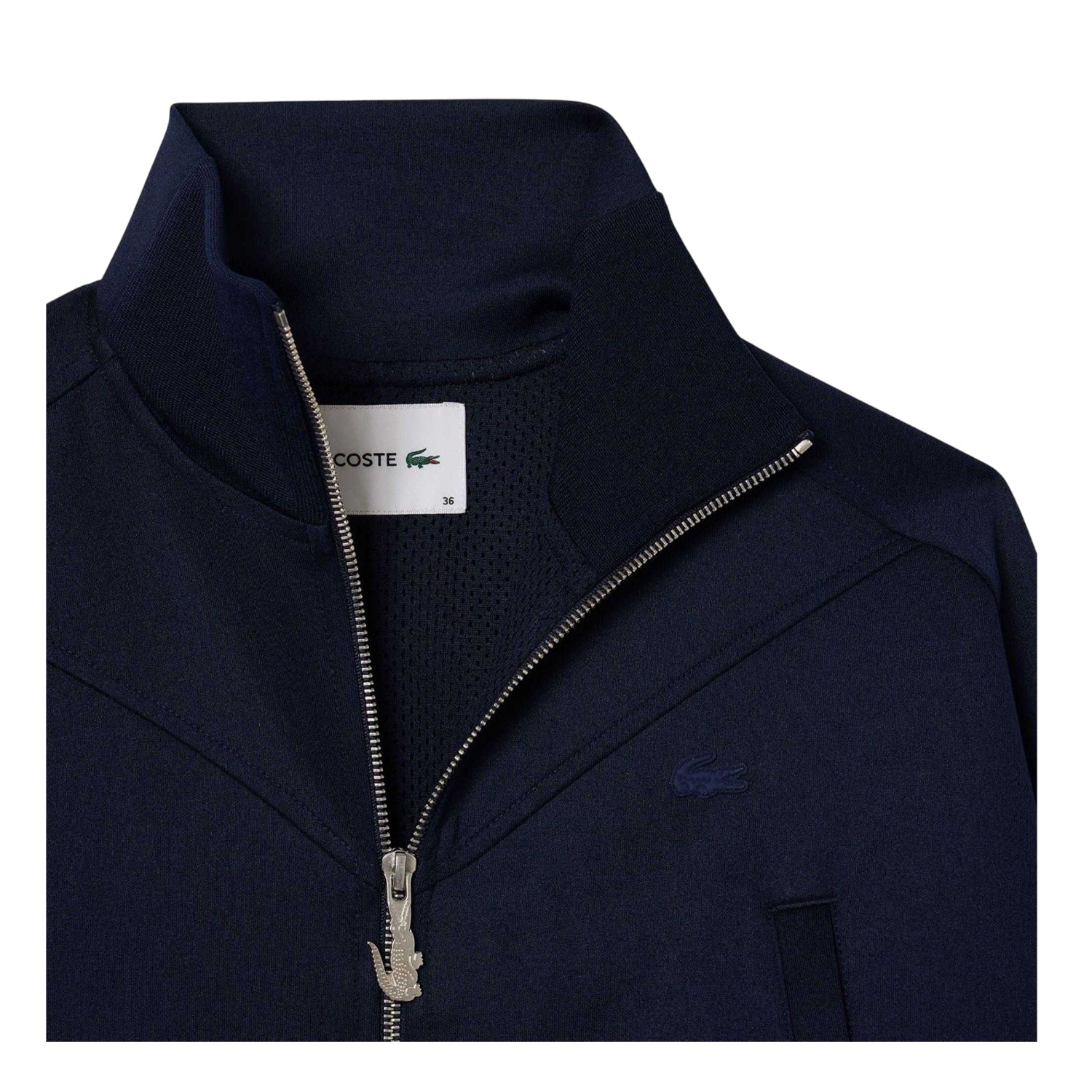 Navy - Back - Lacoste Womens-Ladies Full Zip Crop Sweatshirt