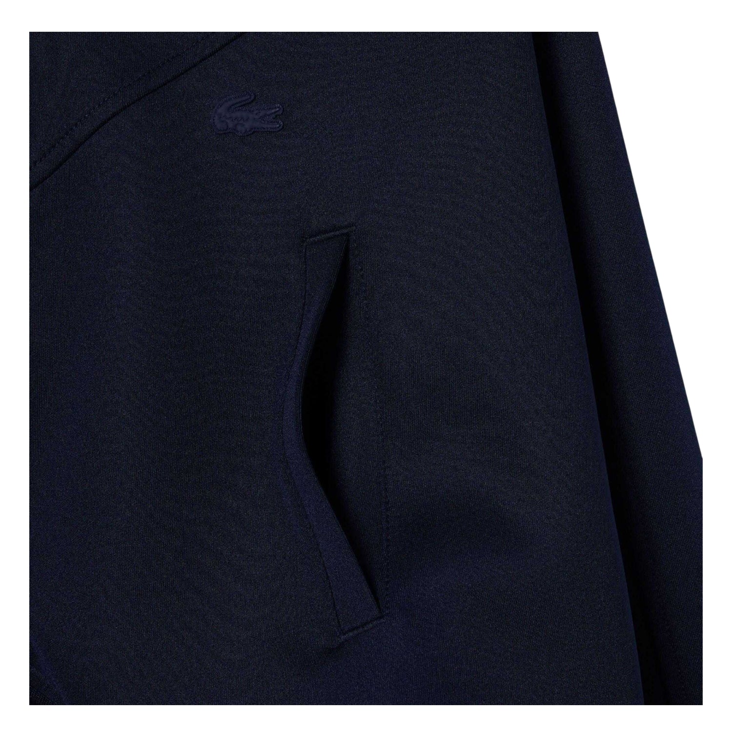 Navy - Side - Lacoste Womens-Ladies Full Zip Crop Sweatshirt