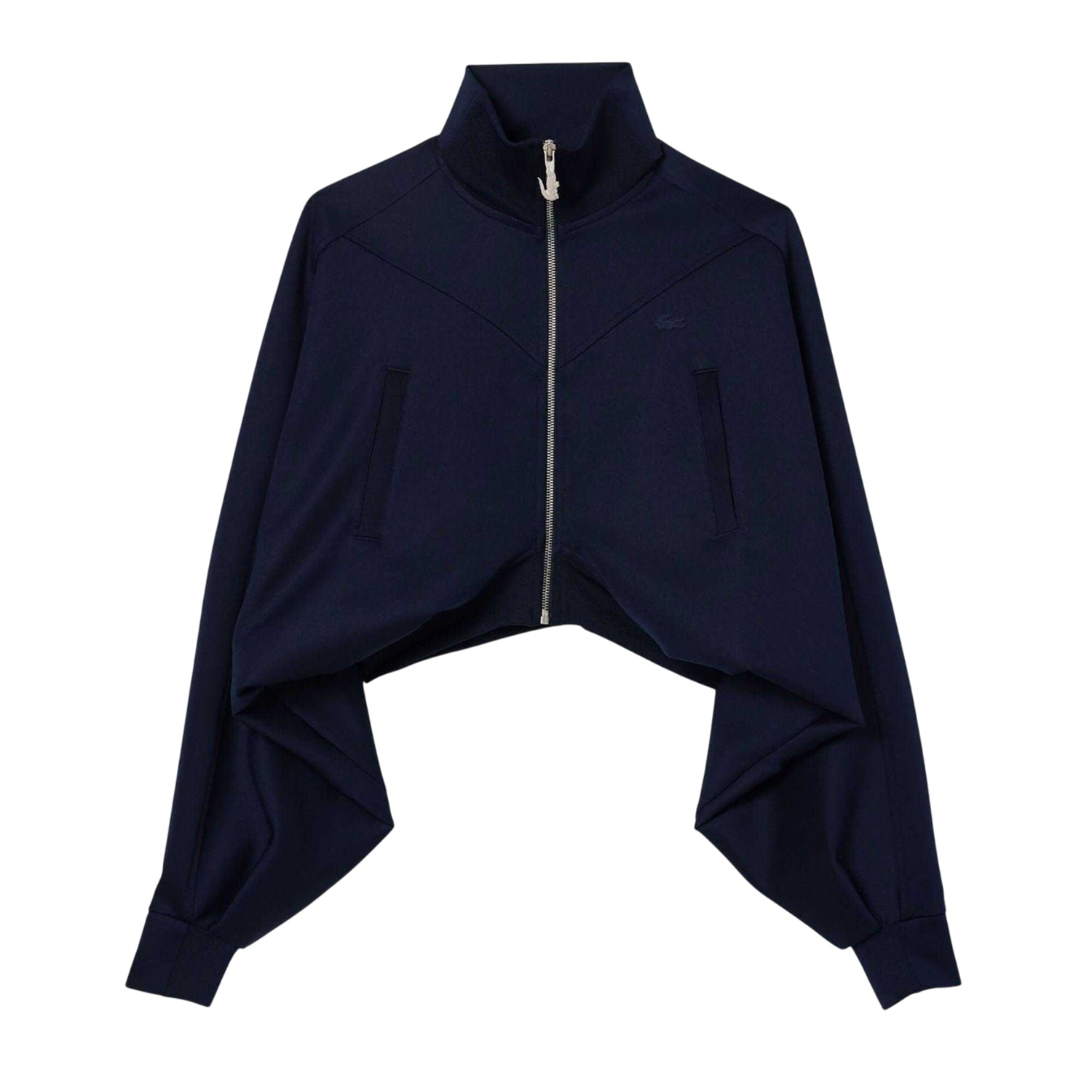 Navy - Front - Lacoste Womens-Ladies Full Zip Crop Sweatshirt