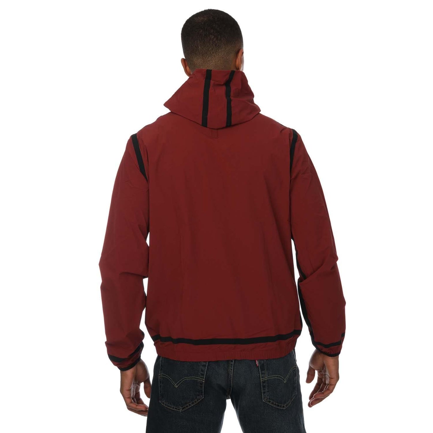 Wine - Back - Lacoste Mens Lettering Light Hooded Jacket