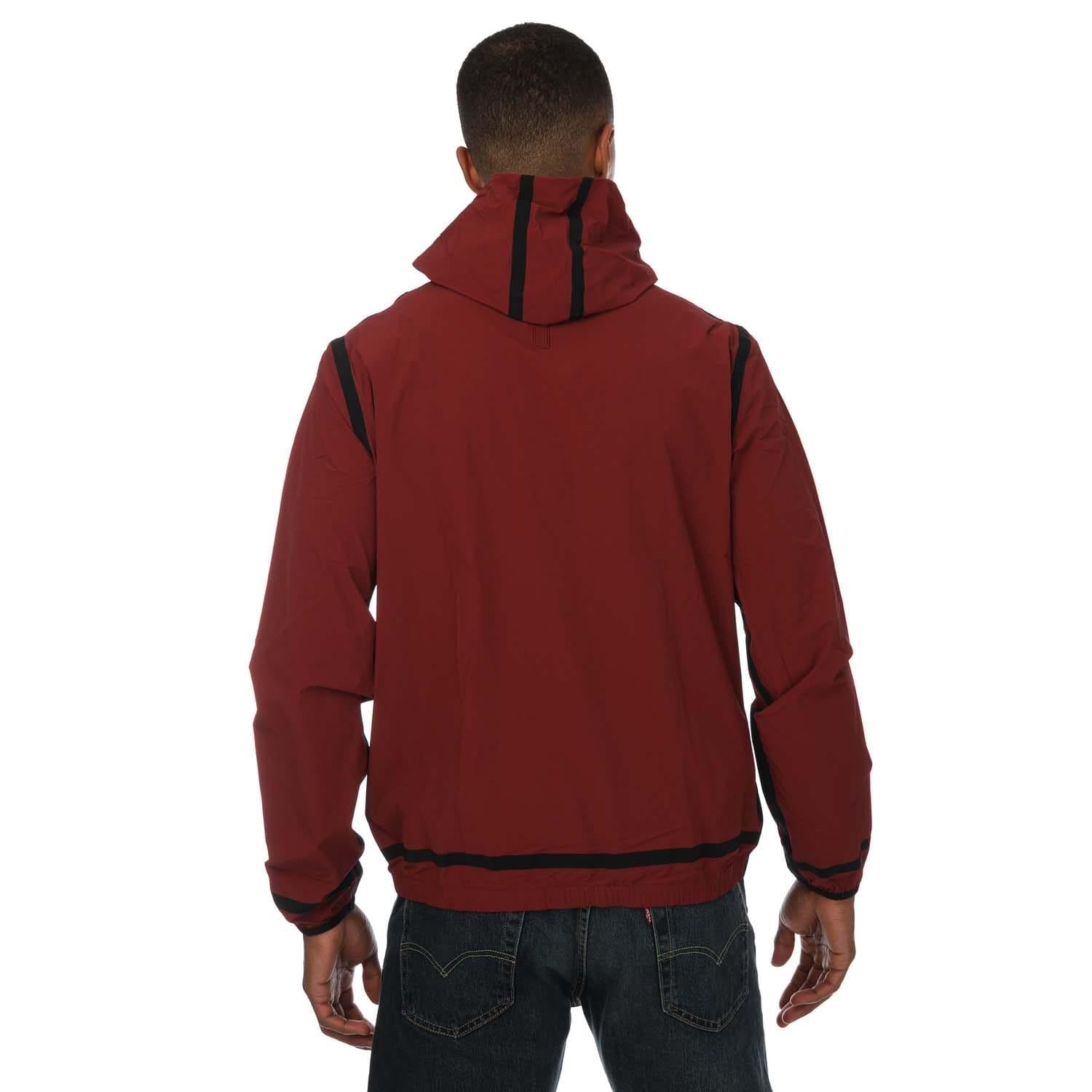 Wine - Back - Lacoste Mens Lettering Light Hooded Jacket