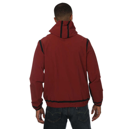 Wine - Back - Lacoste Mens Lettering Light Hooded Jacket