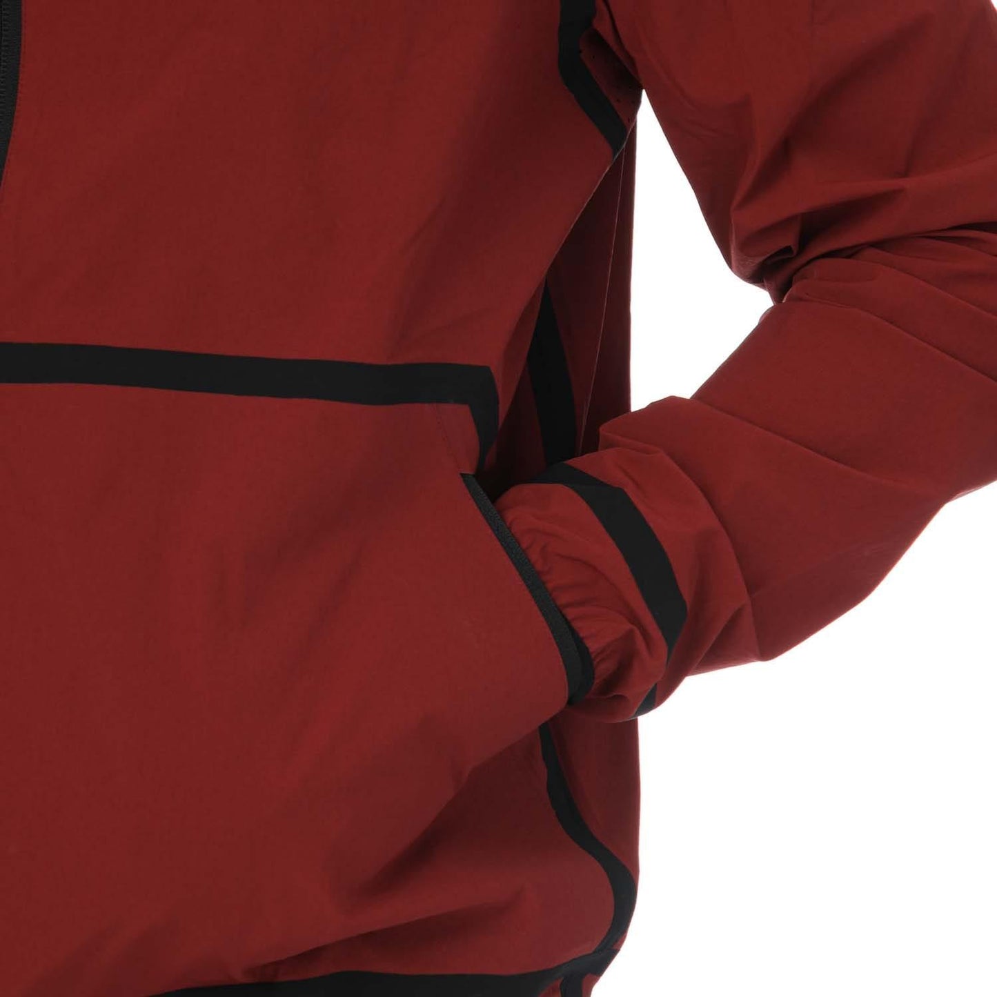 Wine - Close up - Lacoste Mens Lettering Light Hooded Jacket