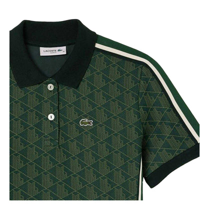 Green - Back - Lacoste Womens-Ladies Monogram Slim Polo Shirt