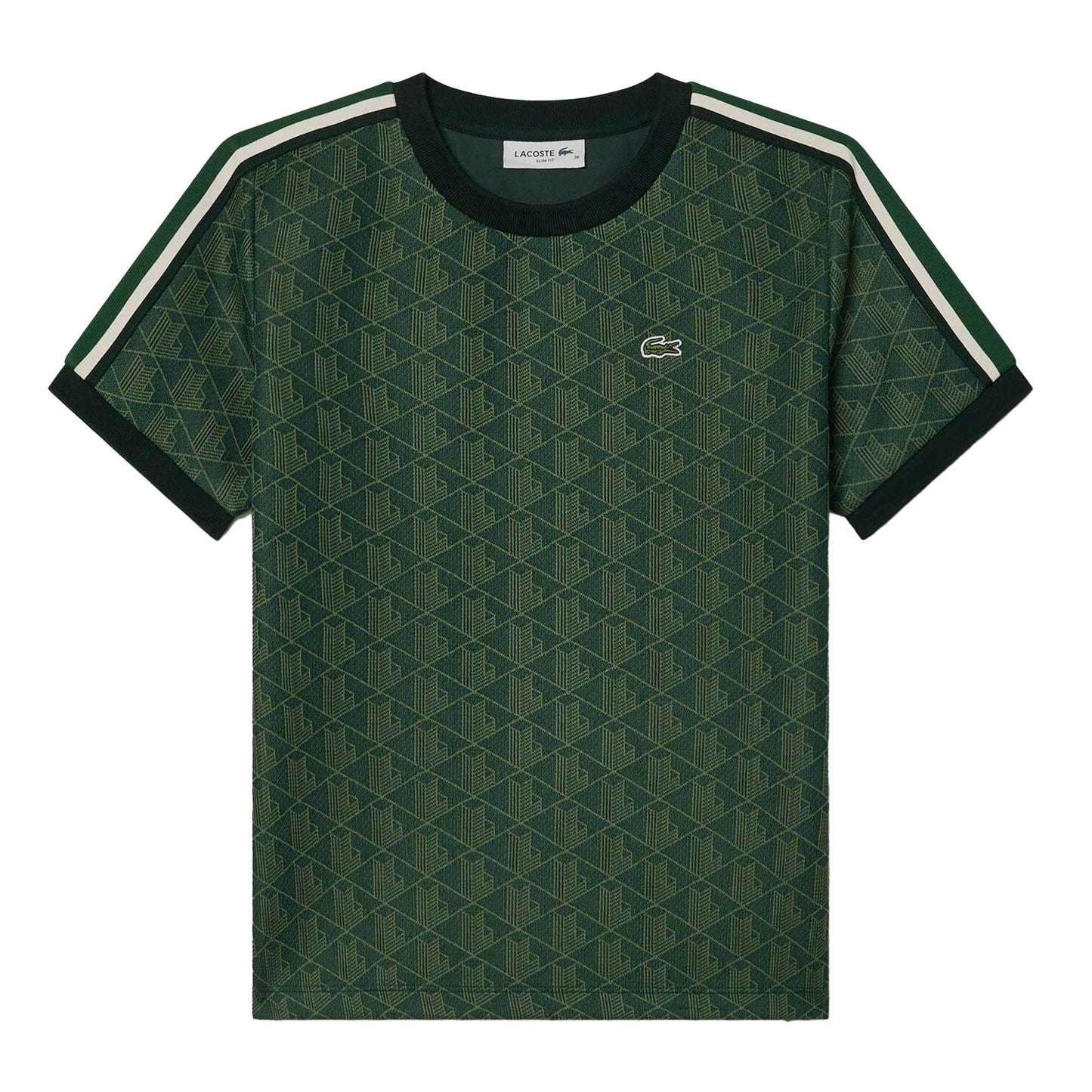 Green - Front - Lacoste Womens-Ladies Monogram Jacquard Slim T-Shirt