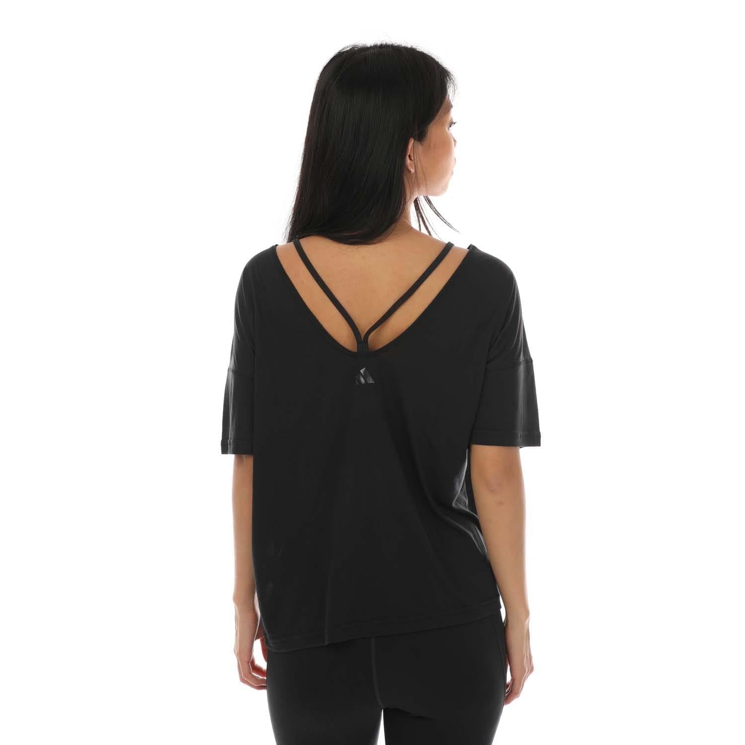 Black - Back - Adidas Womens-Ladies Yoga Studio Oversized T-Shirt