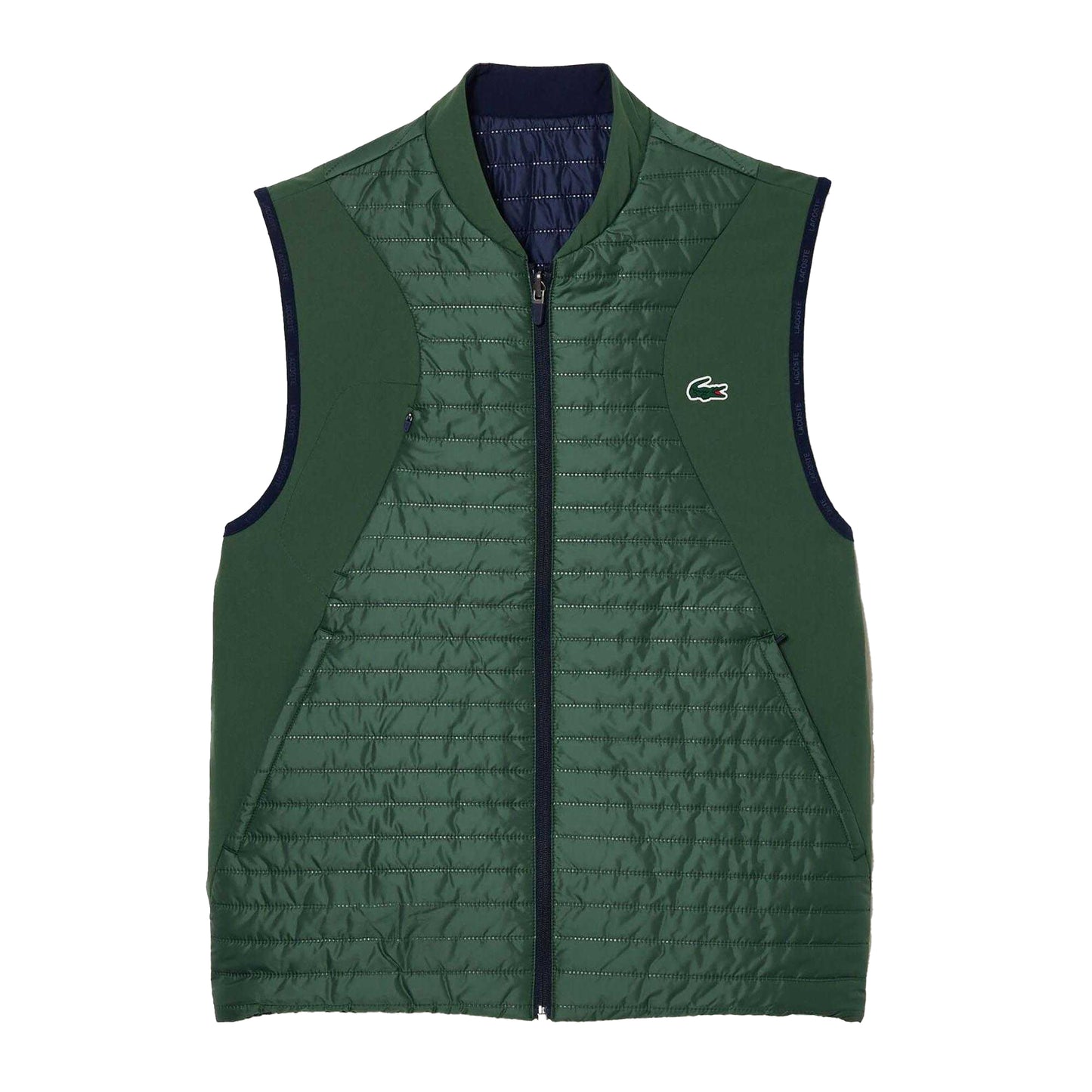 Green - Front - Lacoste Mens Reversible Lightweight Padded Gilet