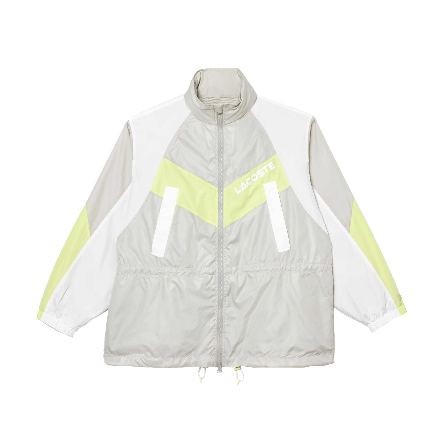 Grey - Front - Lacoste Womens-Ladies Colour Block Hooded Oversized Jacket