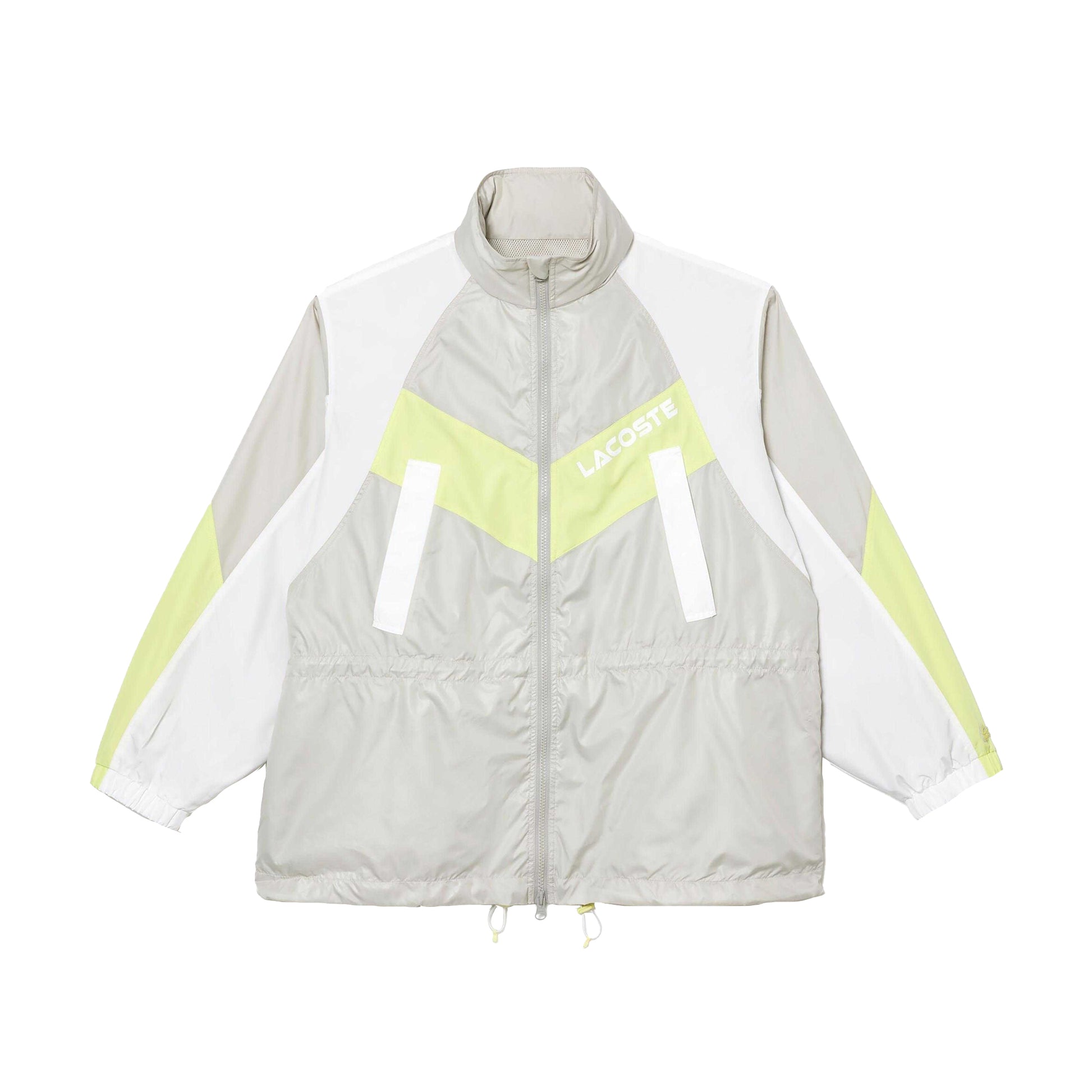 Grey - Front - Lacoste Womens-Ladies Colour Block Hooded Oversized Jacket