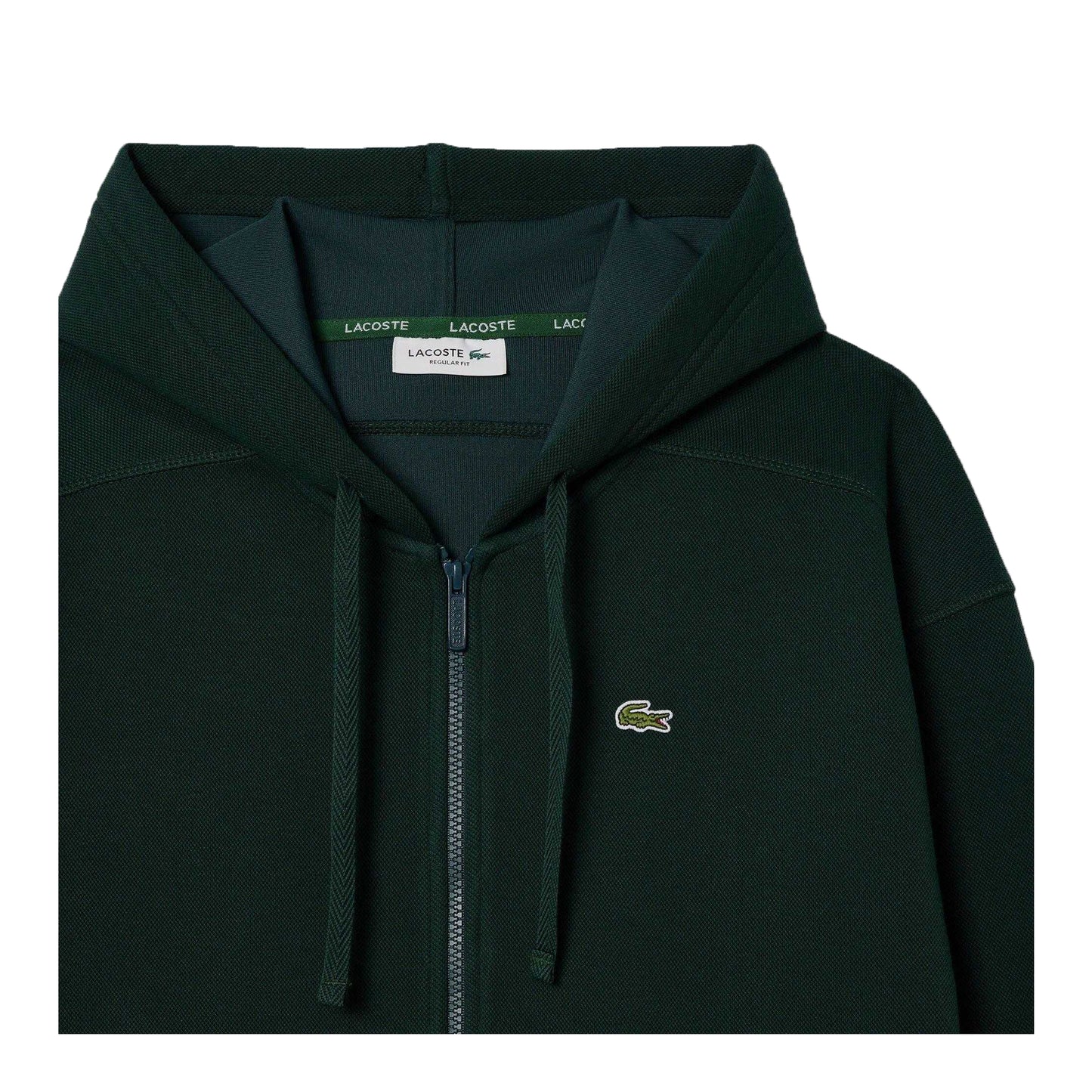 Green - Back - Lacoste Womens-Ladies Piqué Full Zip Hoodie