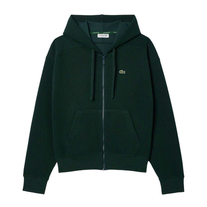 Green - Front - Lacoste Womens-Ladies Piqué Full Zip Hoodie