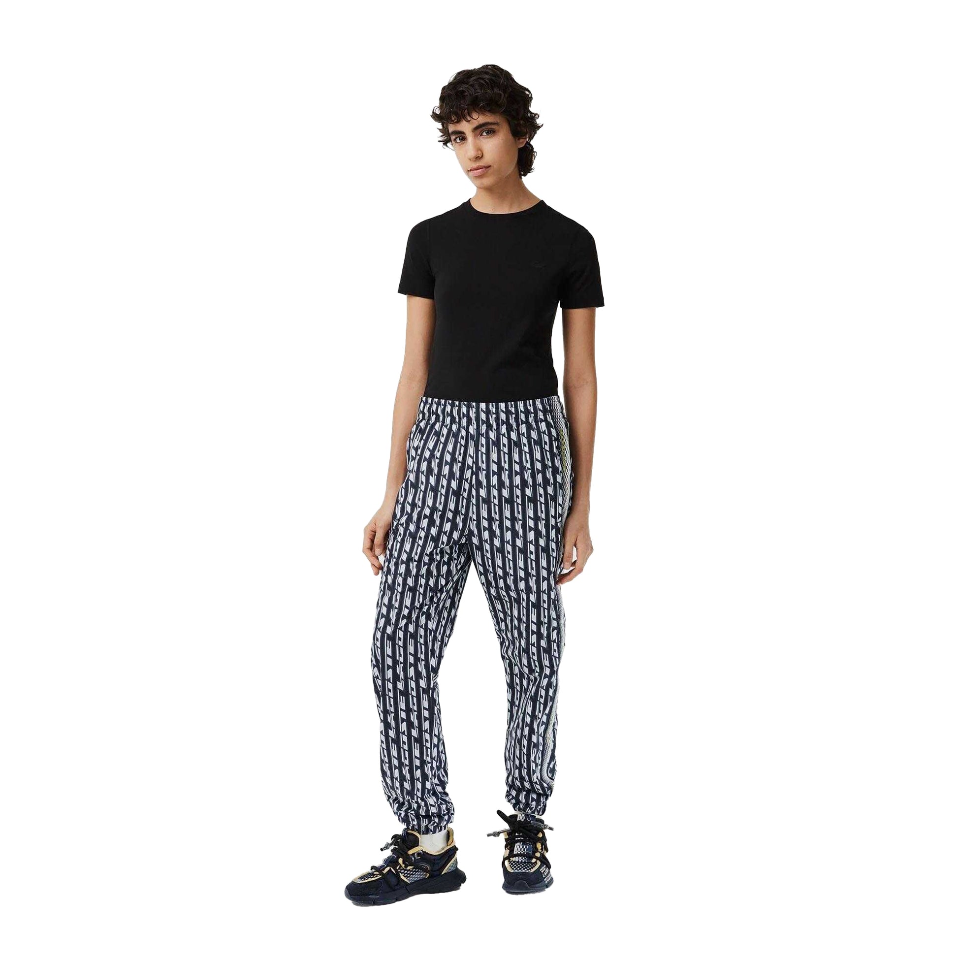 Black - Pack Shot - Lacoste Womens-Ladies Logo Jogging Bottoms