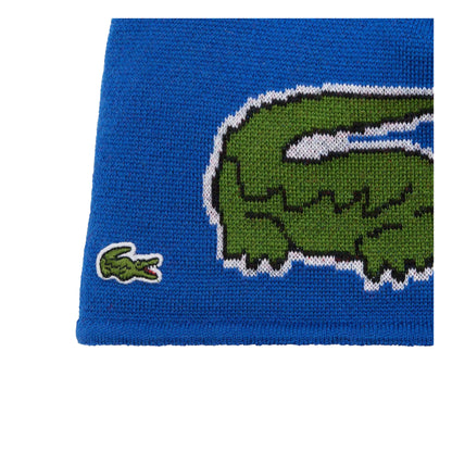 Blue - Side - Lacoste Girls Embroidered Logo Beanie