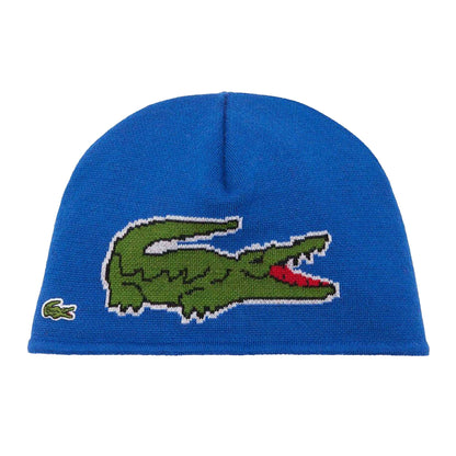 Blue - Front - Lacoste Girls Embroidered Logo Beanie