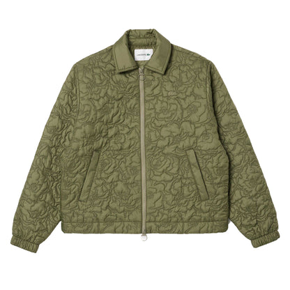 Khaki Green - Front - Lacoste Womens-Ladies Floral Quilted Jacket
