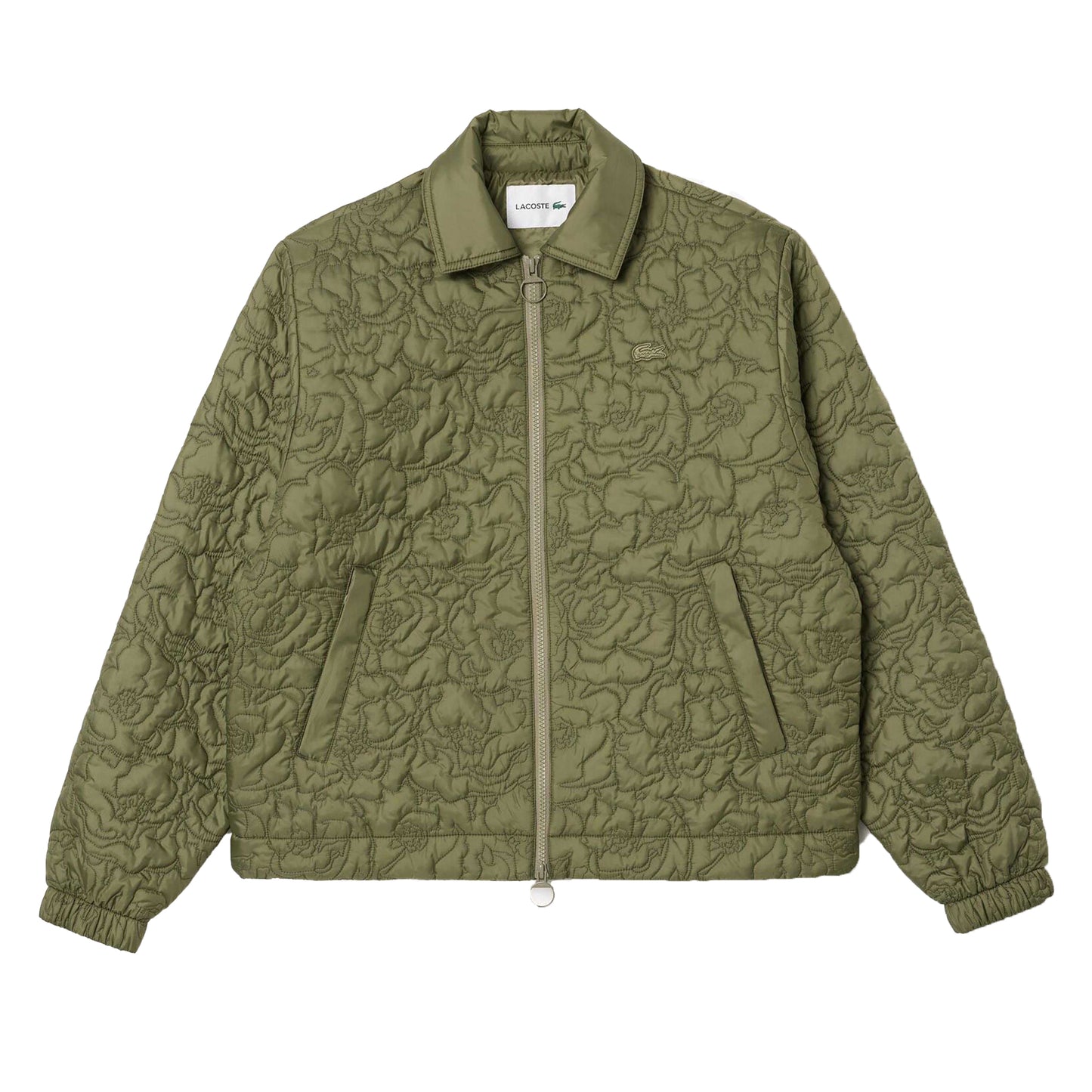 Khaki Green - Front - Lacoste Womens-Ladies Floral Quilted Jacket