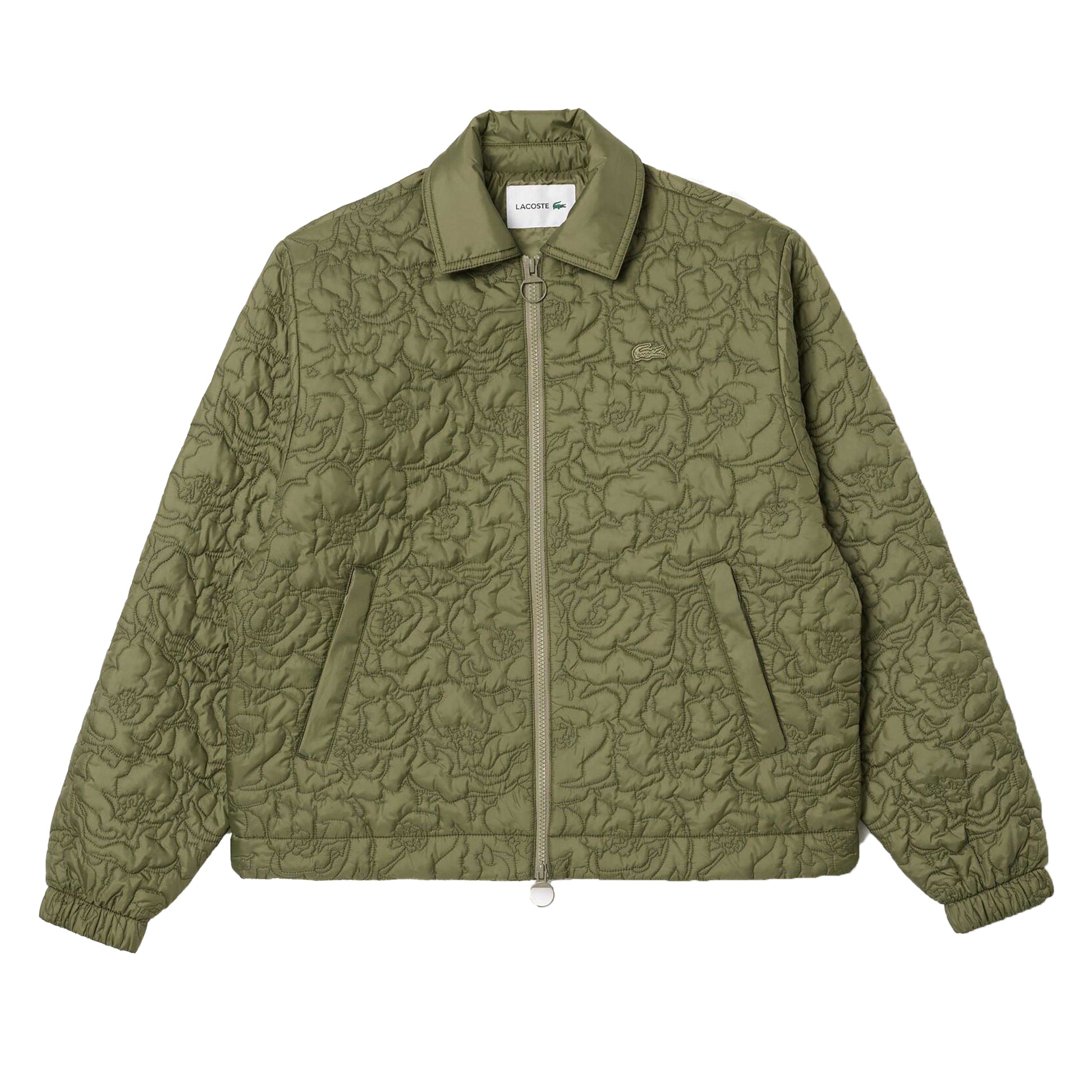 Khaki Green - Front - Lacoste Womens-Ladies Floral Quilted Jacket