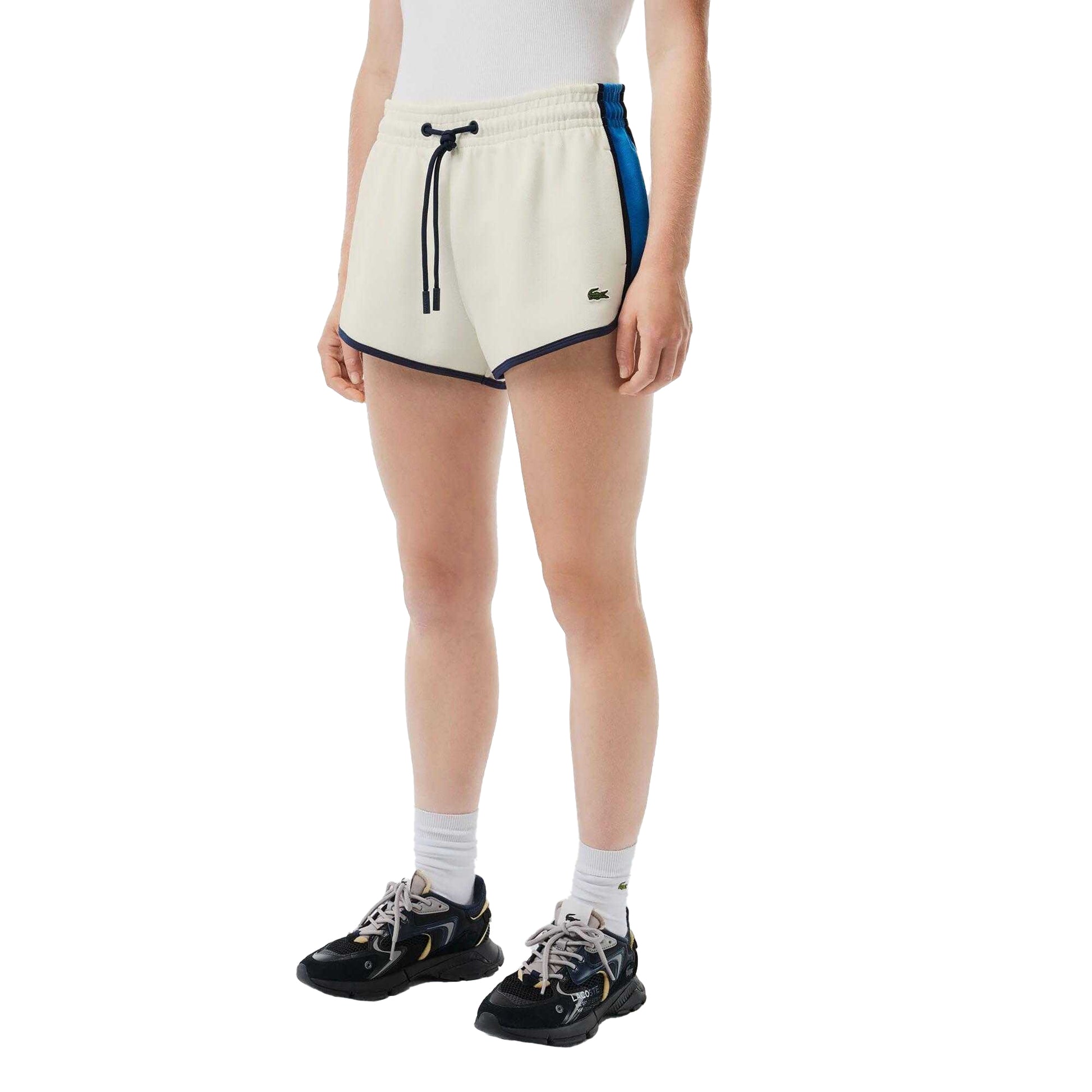 Cream - Pack Shot - Lacoste Womens-Ladies Contrast Panel Shorts