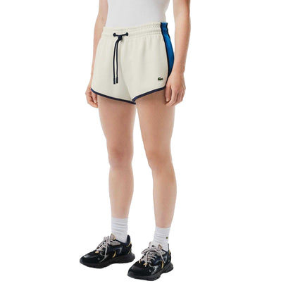 Cream - Pack Shot - Lacoste Womens-Ladies Contrast Panel Shorts
