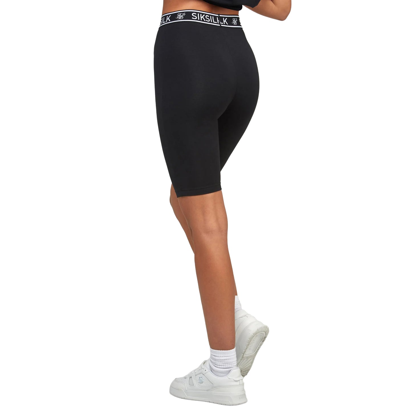 Black - Back - SikSilk Womens-Ladies Essentials Taped Cycling Shorts