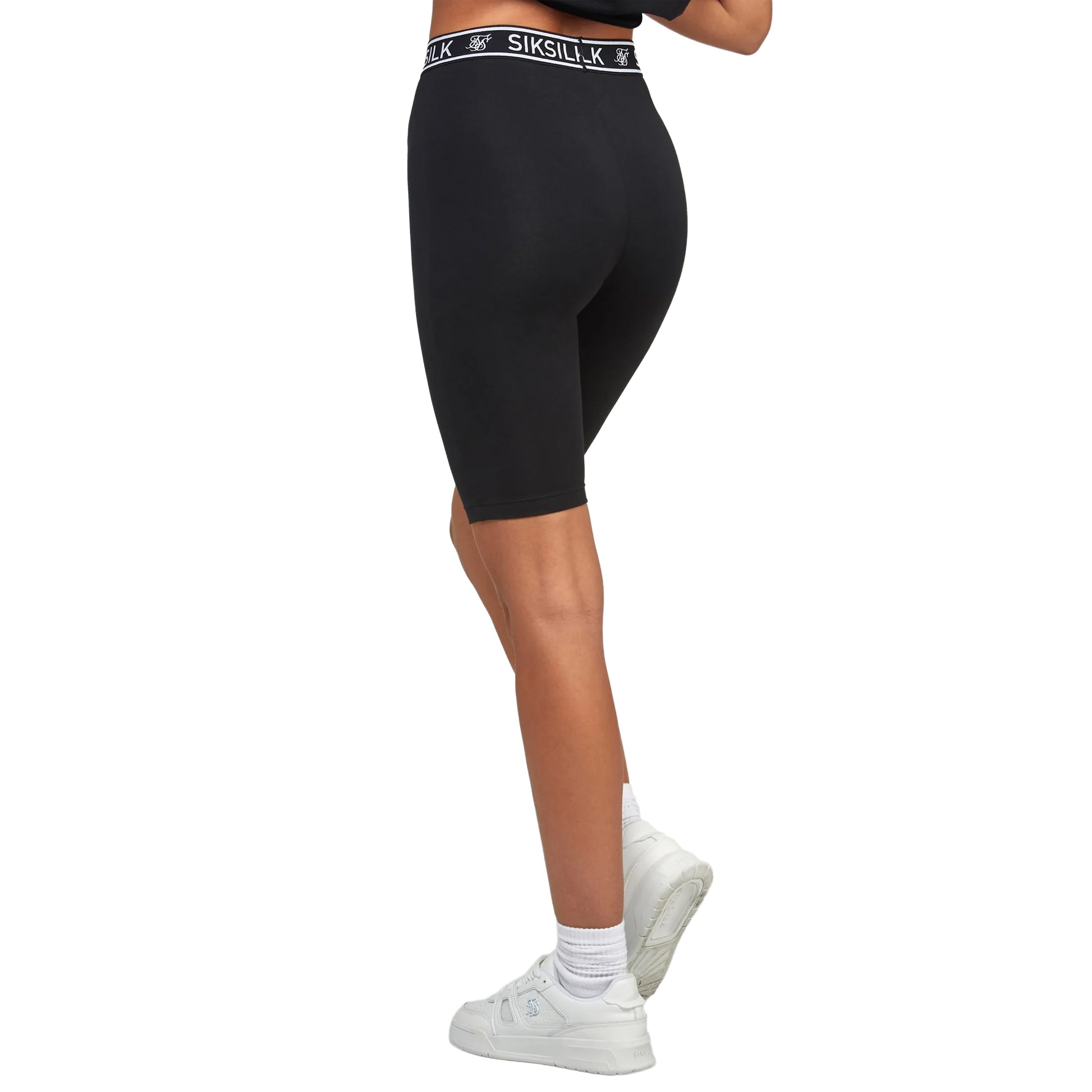 Black - Back - SikSilk Womens-Ladies Essentials Taped Cycling Shorts