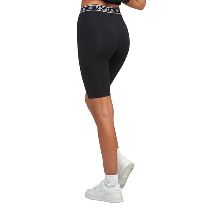 Black - Back - SikSilk Womens-Ladies Essentials Taped Cycling Shorts