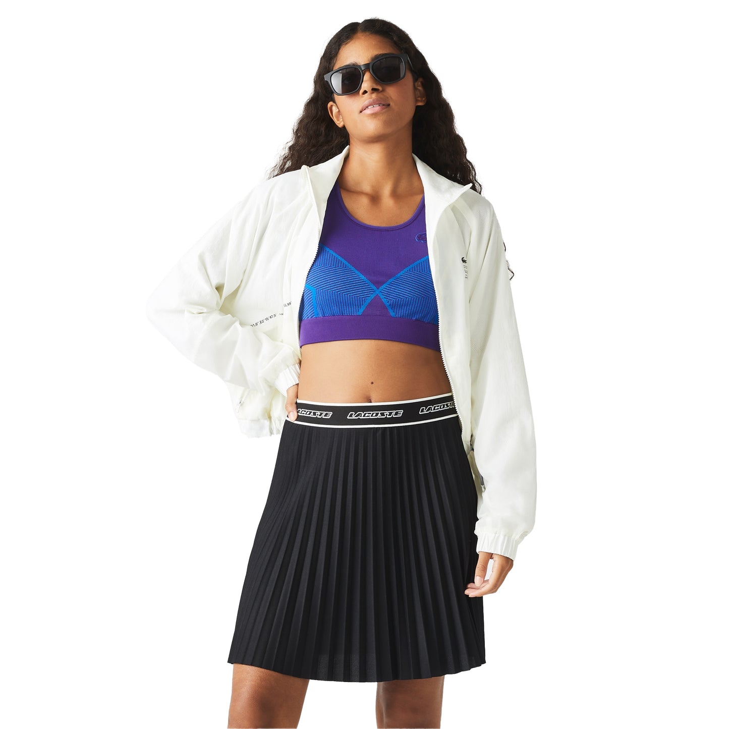Black - Side - Lacoste Womens-Ladies Pleated Elasticated Waist Skirt