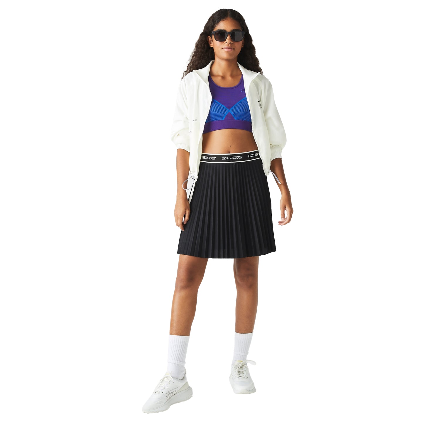 Black - Lifestyle - Lacoste Womens-Ladies Pleated Elasticated Waist Skirt