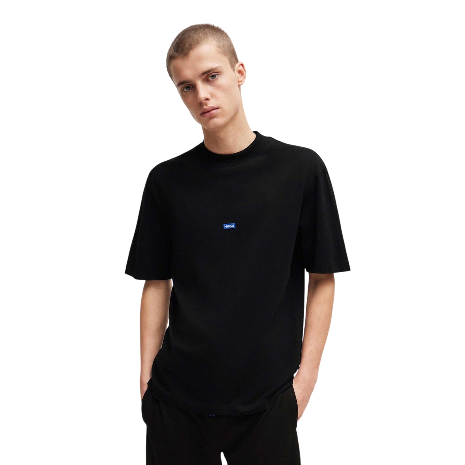 Black - Side - Hugo Mens Nieros Patch Logo T-Shirt