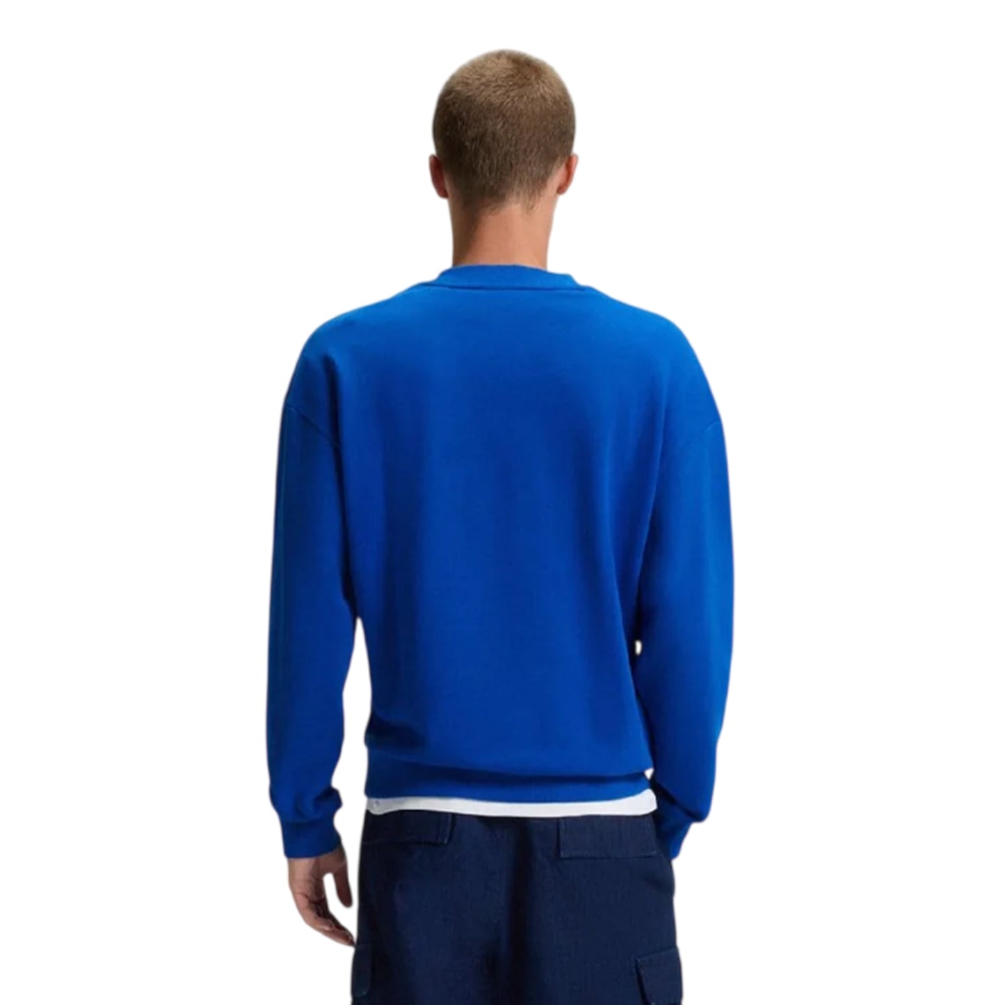 Blue - Back - Hugo Mens Niero Logo Crew Neck Sweatshirt