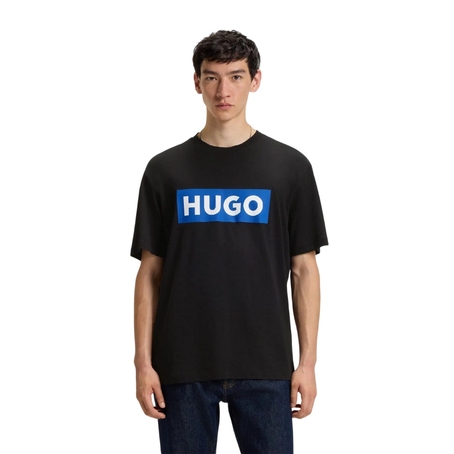 Black - Side - Hugo Mens Nico Print Logo T-Shirt