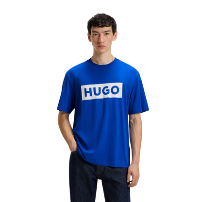 Blue - Side - Hugo Mens Nico Print Logo T-Shirt