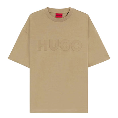 Beige - Front - Hugo Mens Dinkee Oversized T-Shirt